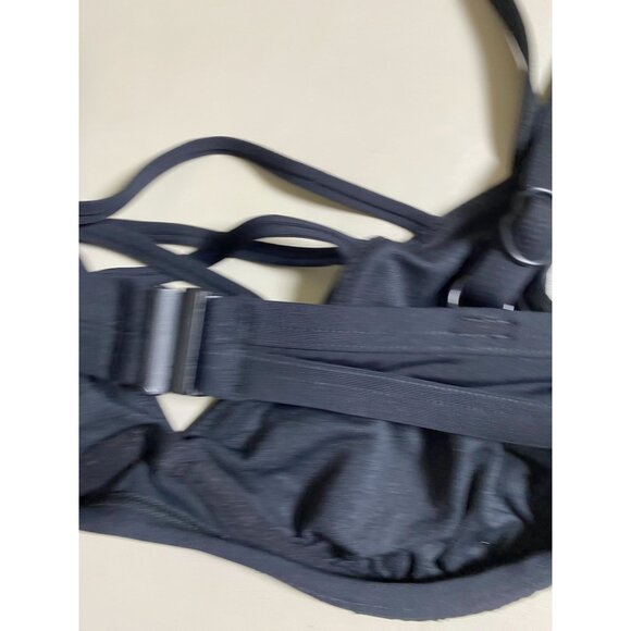Seafolly Australia Black Crisscross Strappy Bikini Top Sz 10 Underwire Swimwear - Picture 10 of 13